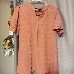 NWT- MEROKEETY Pink Textured Blouse